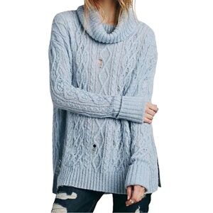Free People Distressed Cable Knit Sweater